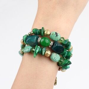 *AMIA* Green Beaded Multilayer Fashion Bracelet